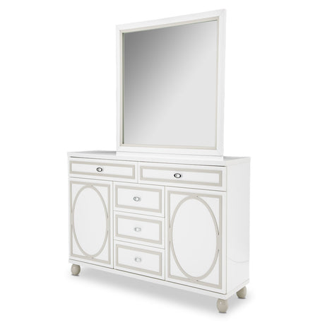 Sky Tower - V85 Cloud White Dresser With Mirror from Michael Amini - Luna Furniture