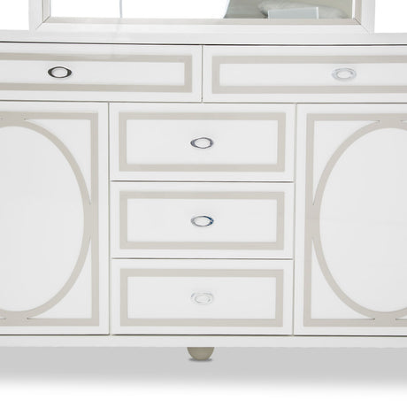 Sky Tower - V85 Cloud White Dresser With Mirror from Michael Amini - Luna Furniture