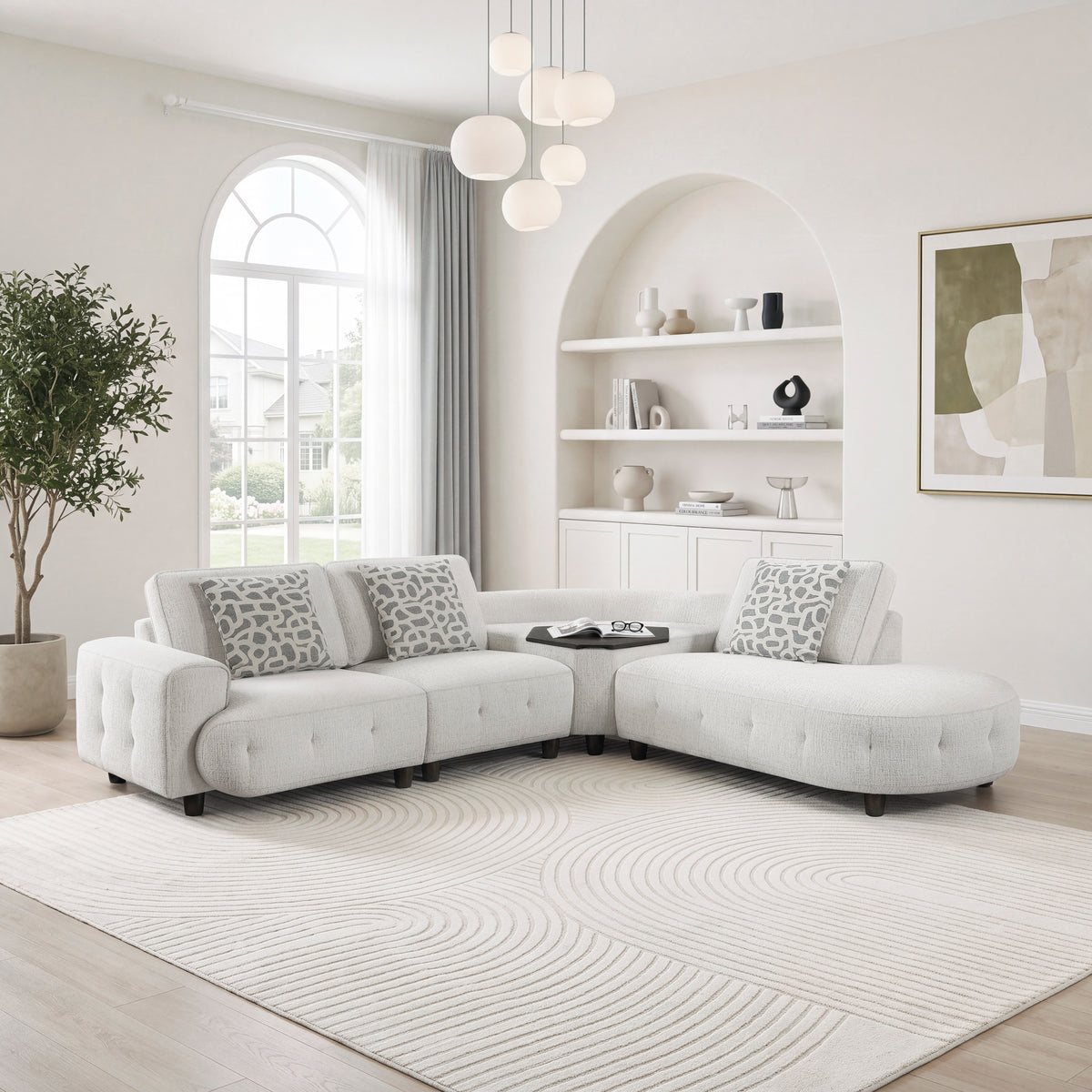 Vaelen Beige RAF Sectional with Hidden Storage from Homelegance - Luna Furniture