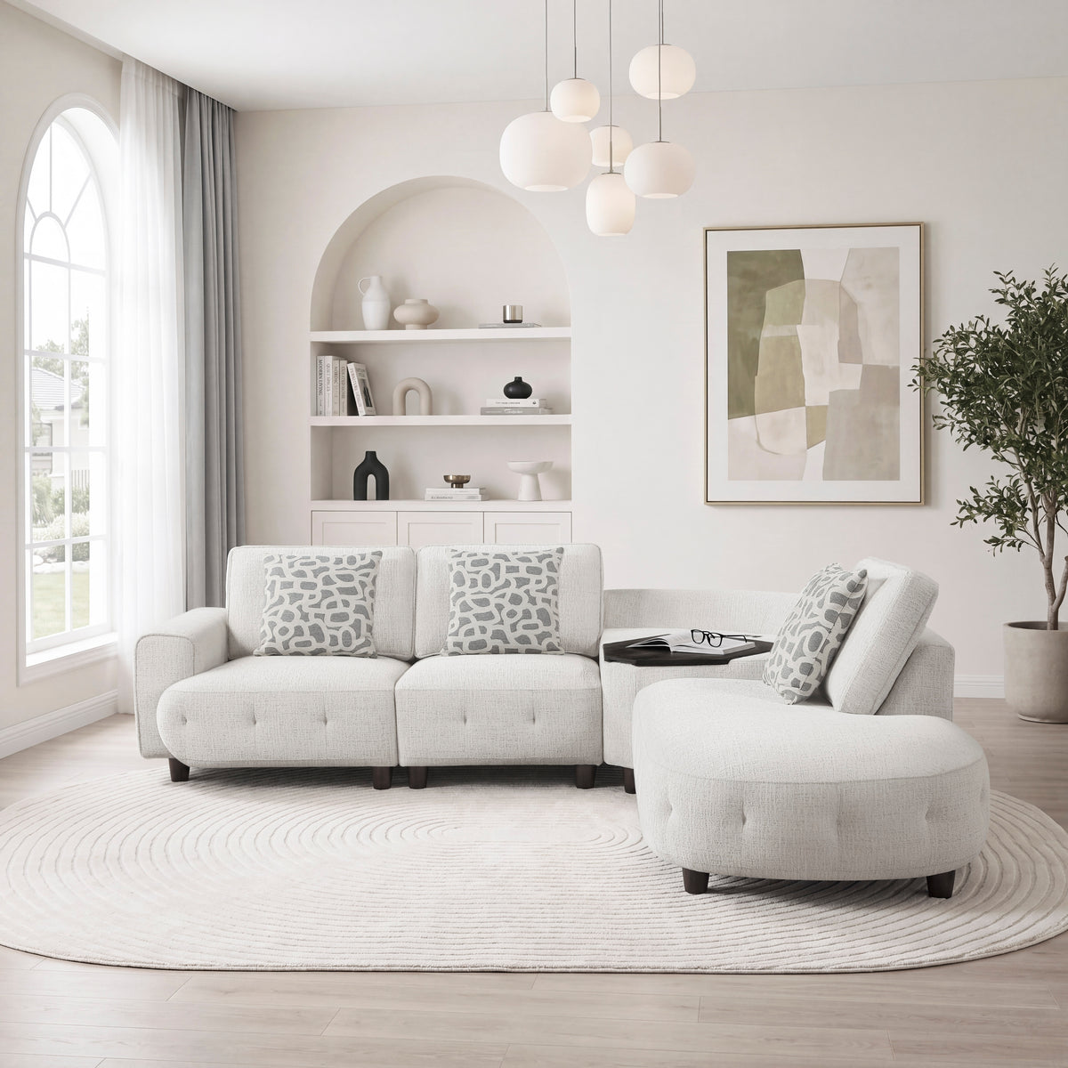 Vaelen Beige RAF Sectional with Hidden Storage from Homelegance - Luna Furniture