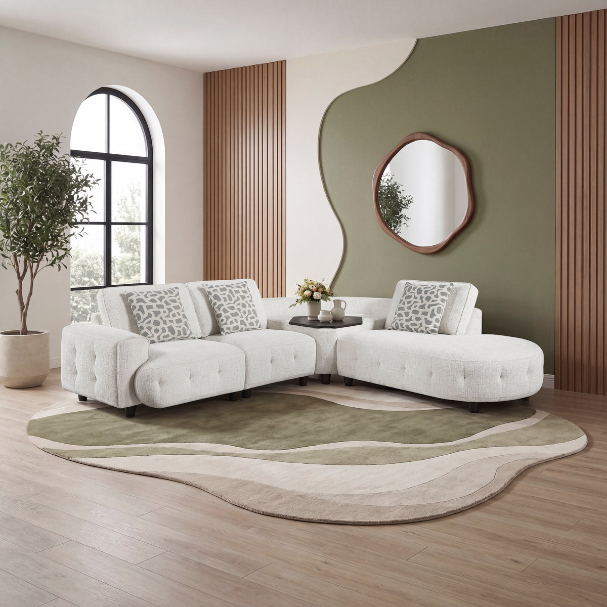 Vaelen Beige RAF Sectional with Hidden Storage from Homelegance - Luna Furniture