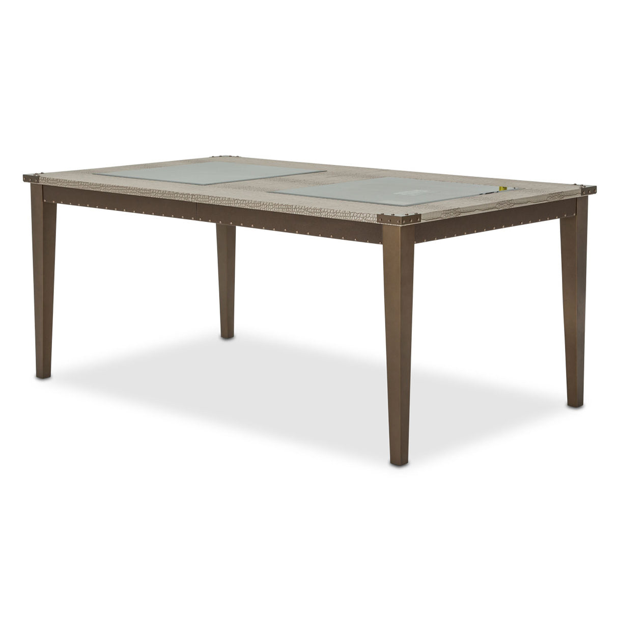 Valise Amazon Tan Gator 4 Leg Retangular Dining Table W/glass Inserts (includes: 1 - 24 Leaf) from Michael Amini - Luna Furniture