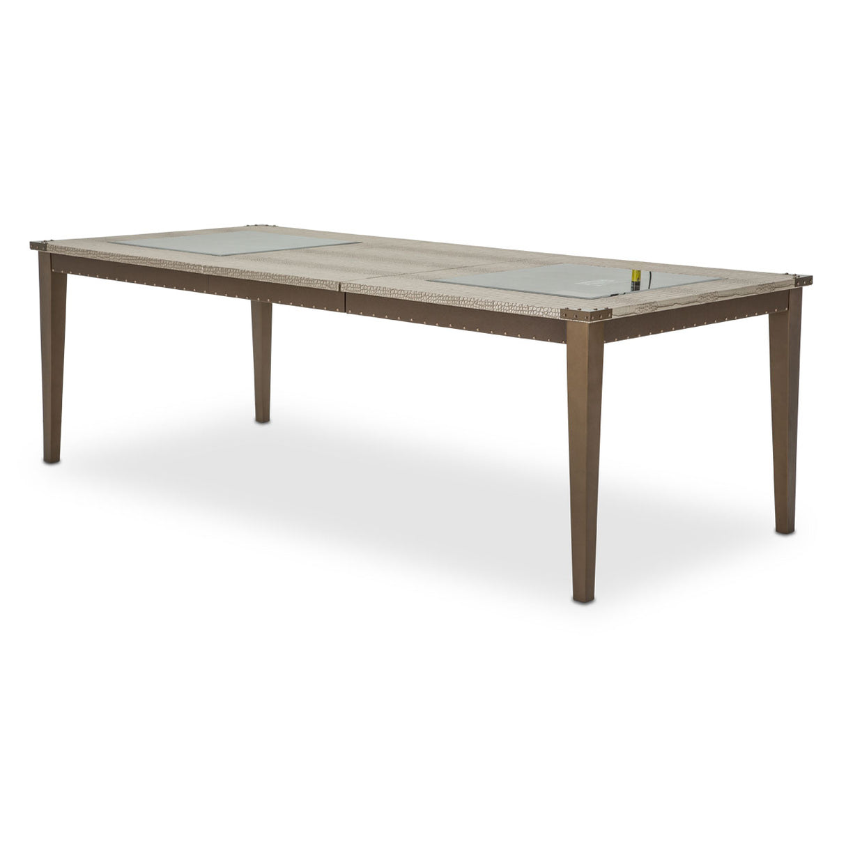 Valise Amazon Tan Gator 4 Leg Retangular Dining Table W/glass Inserts (includes: 1 - 24 Leaf) from Michael Amini - Luna Furniture