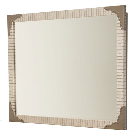 Valise Amazon Tan Gator Upholstered Wall Mirror from Michael Amini - Luna Furniture