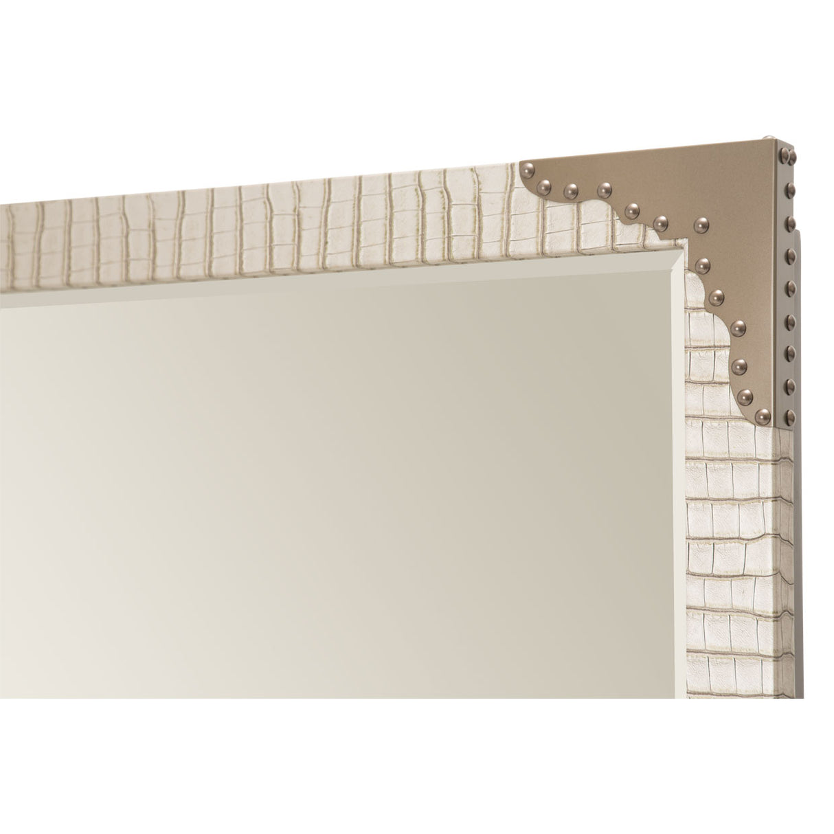 Valise Amazon Tan Gator Upholstered Wall Mirror from Michael Amini - Luna Furniture