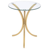 Eloise Gold Round Glass Top Curved Metal Side Table from Coaster - Luna Furniture