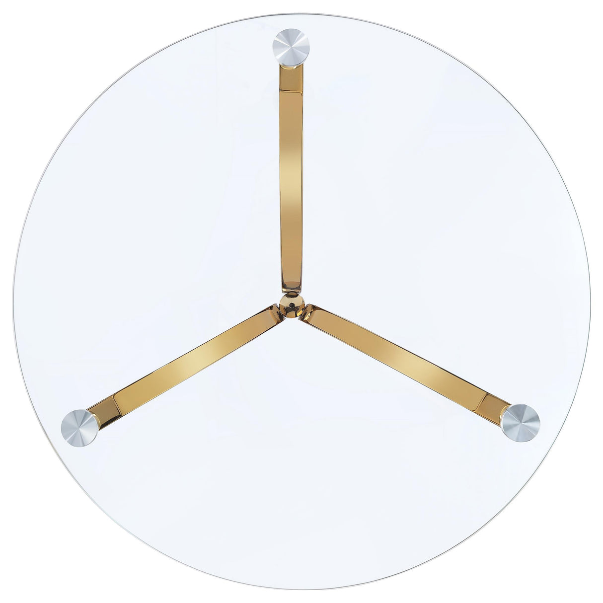 Eloise Gold Round Glass Top Curved Metal Side Table from Coaster - Luna Furniture