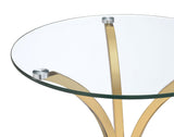 Eloise Gold Round Glass Top Curved Metal Side Table from Coaster - Luna Furniture