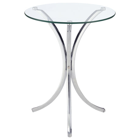 Eloise Chrome Round Accent Table with Curved Legs from Coaster - Luna Furniture