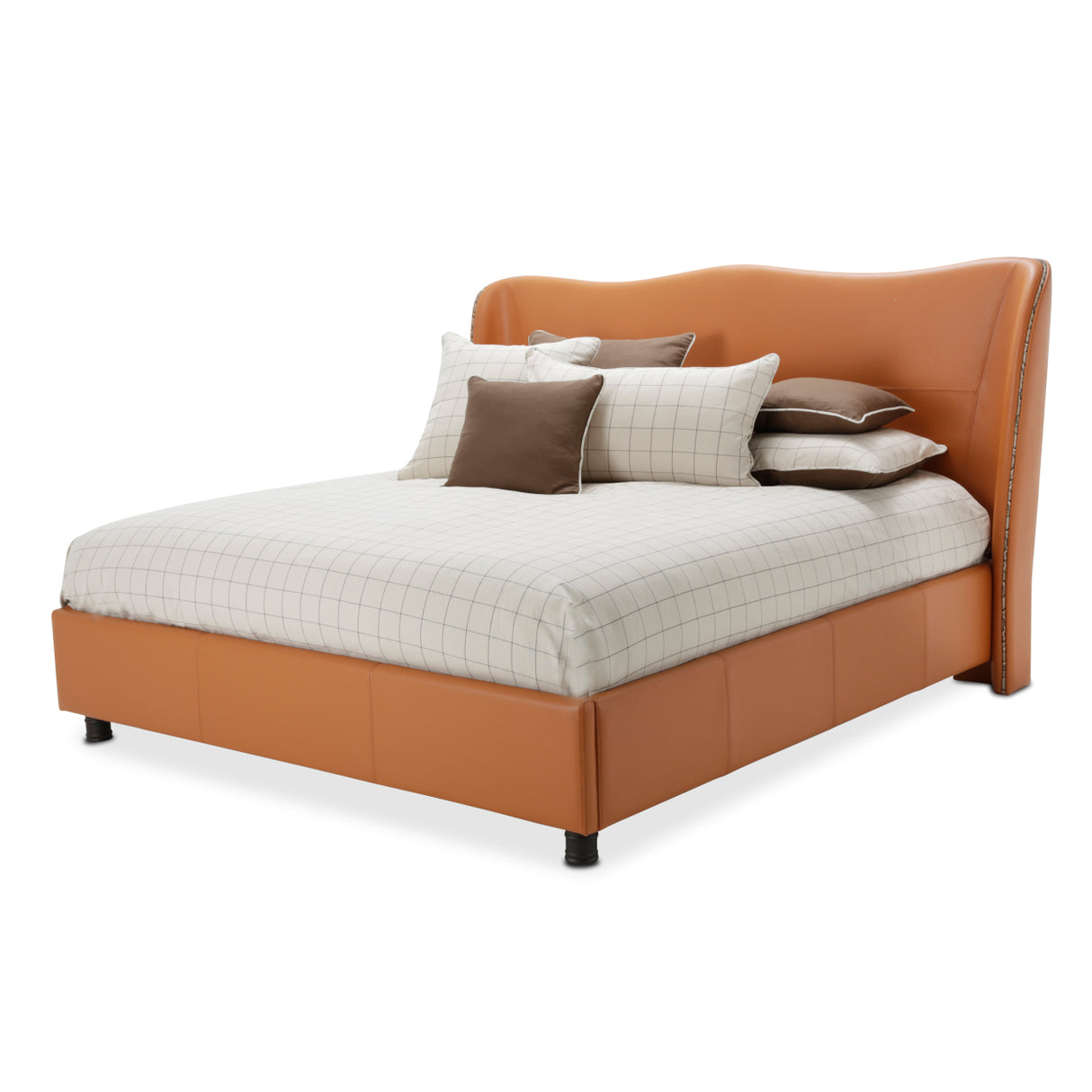21 Cosmopolitan Orange Diablo Orange/umber Eastern King Upholstered Wing Bed (3 Pc) from Michael Amini - Luna Furniture