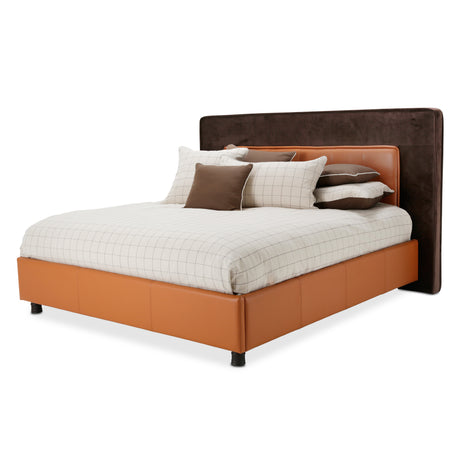 21 Cosmopolitan Orange Diablo Orange/umber Cal King Upholstered Tufted Bed from Michael Amini - Luna Furniture