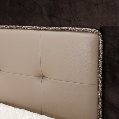 21 Cosmopolitan Taupe Pebble Grain Taupe/umber Cal King Upholstered Tufted Bed from Michael Amini - Luna Furniture