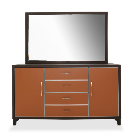 21 Cosmopolitan Orange Diablo Orange/umber Dresser With Mirror from Michael Amini - Luna Furniture