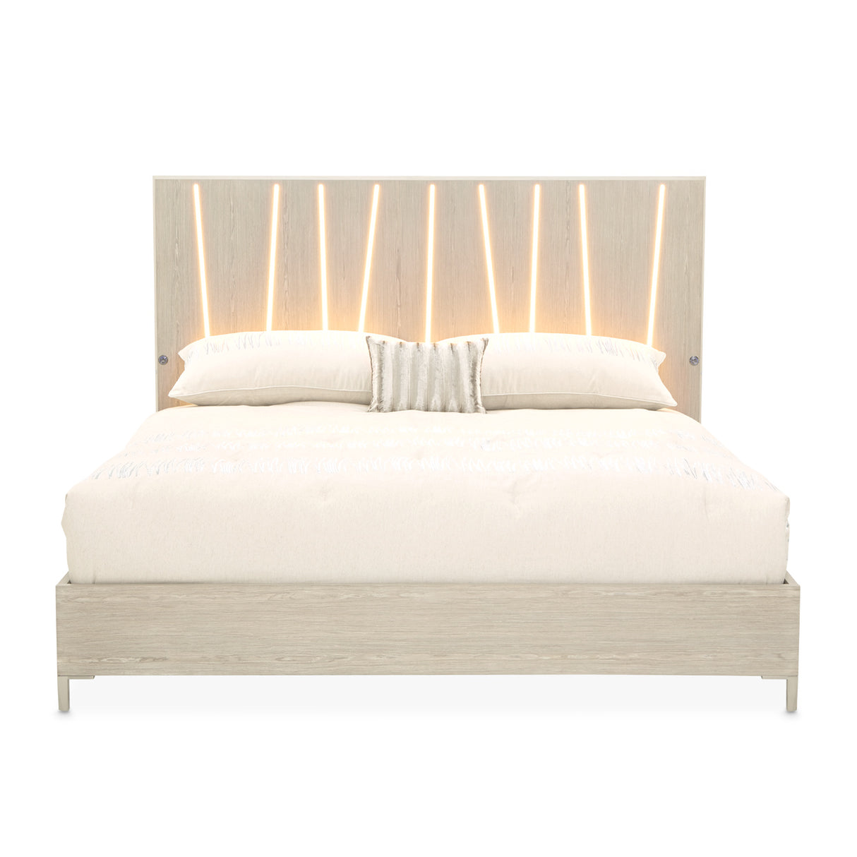 Lotus Bay Sand Eastern King Bed With Led Lights from Michael Amini - Luna Furniture
