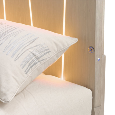 Lotus Bay Sand Eastern King Bed With Led Lights from Michael Amini - Luna Furniture