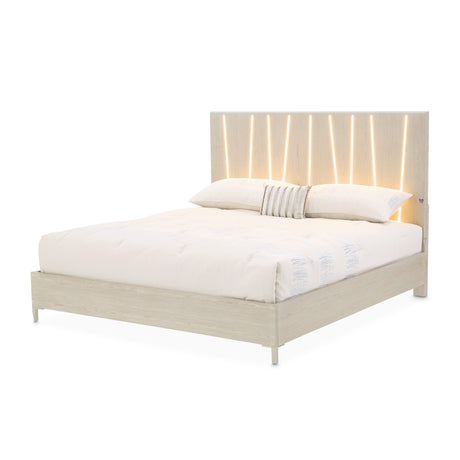 Lotus Bay Sand Eastern King Bed With Led Lights from Michael Amini - Luna Furniture