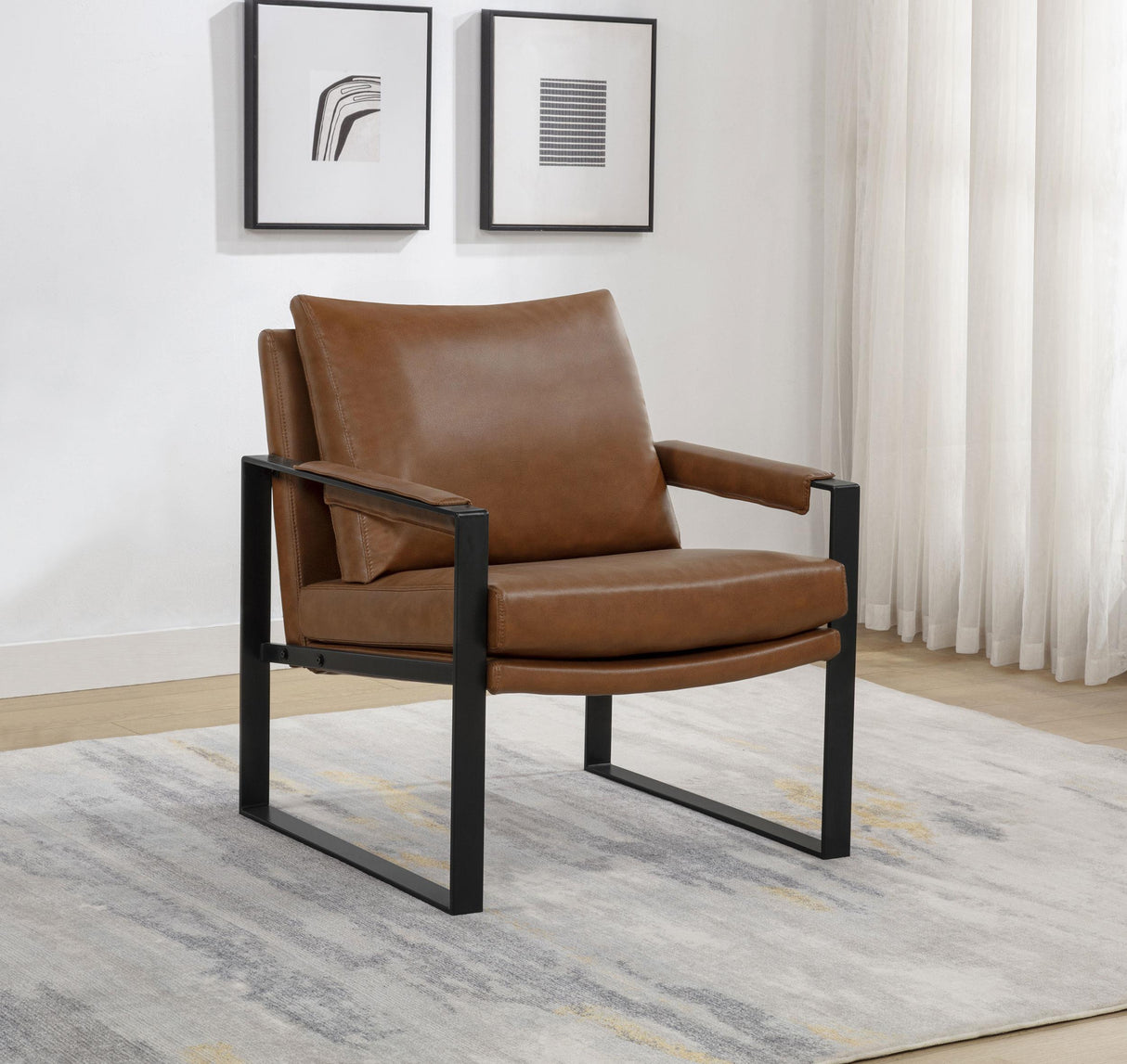 Rosalind Brown Upholstered Track Arm Accent Chair from Coaster - Luna Furniture