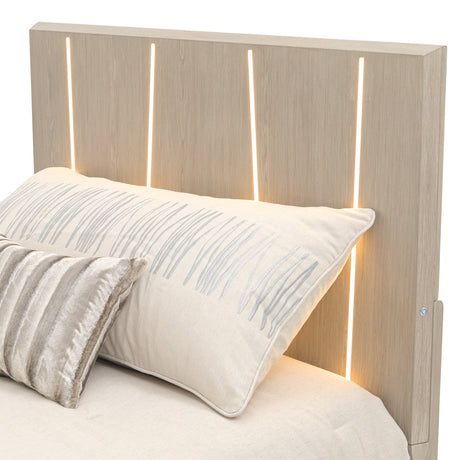 Lotus Bay Sand Twin Panel Bed With Led Lights from Michael Amini - Luna Furniture