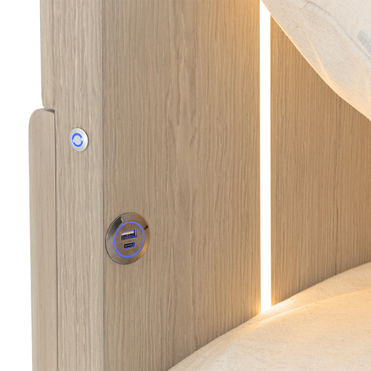 Lotus Bay Sand Twin Panel Bed With Led Lights from Michael Amini - Luna Furniture