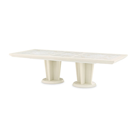 Portrait Alabaster White Rectangular Dining Table from Michael Amini - Luna Furniture