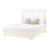 Portrait Alabaster White King Panel Bed with Led Lights