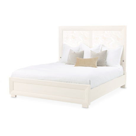 Portrait Alabaster White King Panel Bed with Led Lights from Michael Amini - Luna Furniture