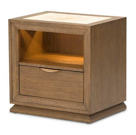 Portrait Sienna Brown 1-drawer Nightstand With Led Lights from Michael Amini - Luna Furniture