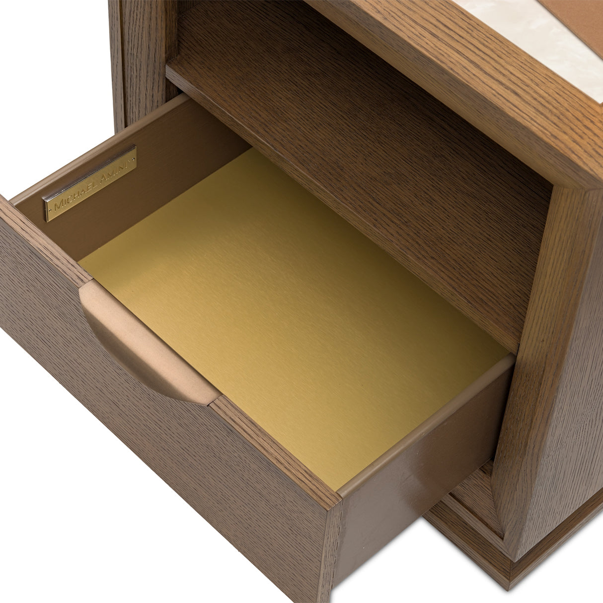 Portrait Sienna Brown 1-drawer Nightstand With Led Lights from Michael Amini - Luna Furniture