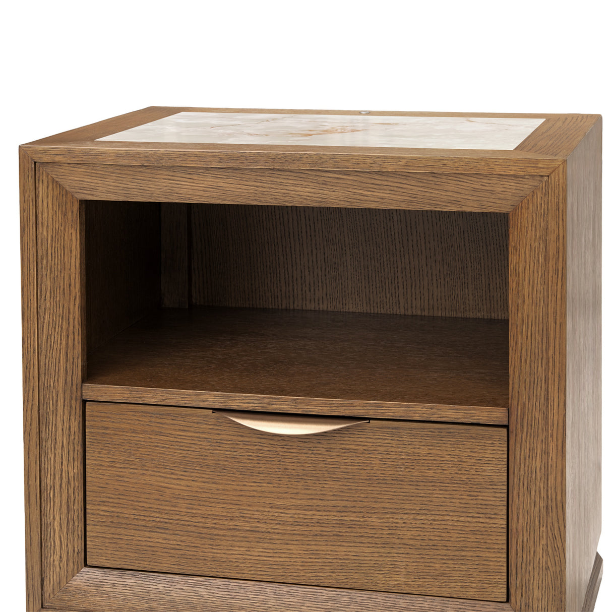 Portrait Sienna Brown 1-drawer Nightstand With Led Lights from Michael Amini - Luna Furniture