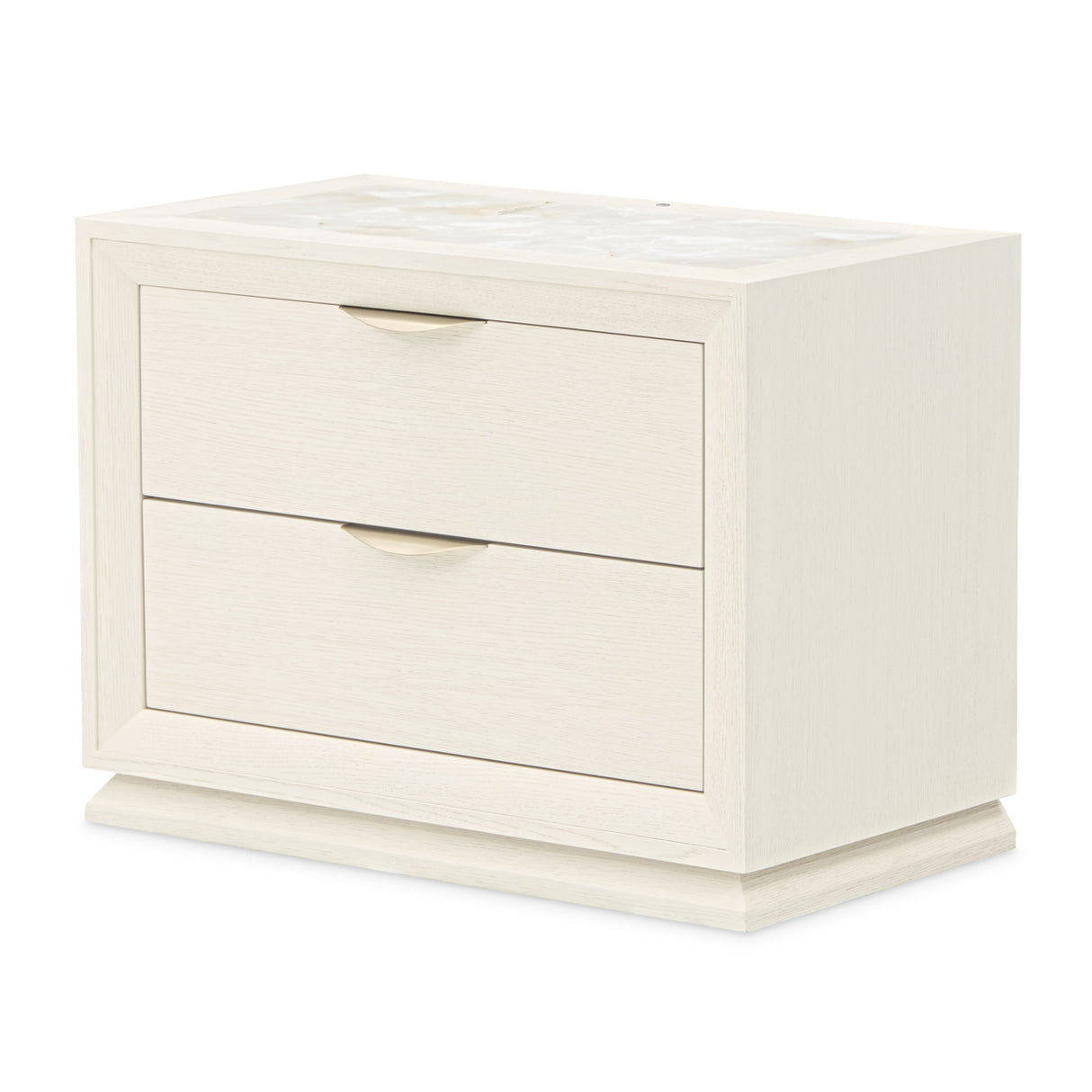 Portrait Alabaster White 2-Drawer Nightstand with Led Lights