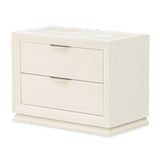 Portrait Alabaster White 2-Drawer Nightstand with Led Lights