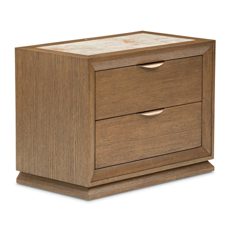 Portrait Sienna Brown 2-drawer Nightstand With Led Lights from Michael Amini - Luna Furniture