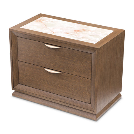 Portrait Sienna Brown 2-drawer Nightstand With Led Lights from Michael Amini - Luna Furniture