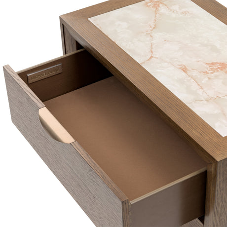 Portrait Sienna Brown 2-drawer Nightstand With Led Lights from Michael Amini - Luna Furniture