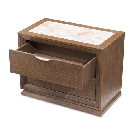 Portrait Sienna Brown 2-drawer Nightstand With Led Lights from Michael Amini - Luna Furniture