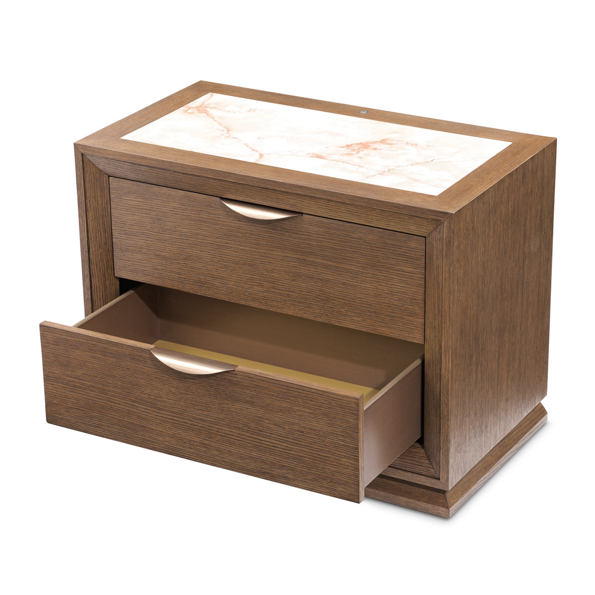 Portrait Sienna Brown 2-drawer Nightstand With Led Lights from Michael Amini - Luna Furniture