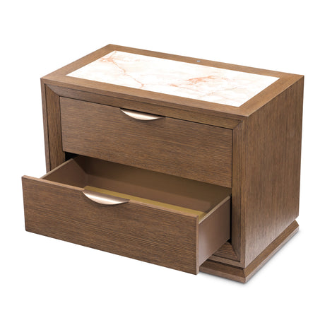 Portrait Sienna Brown 2-drawer Nightstand With Led Lights from Michael Amini - Luna Furniture