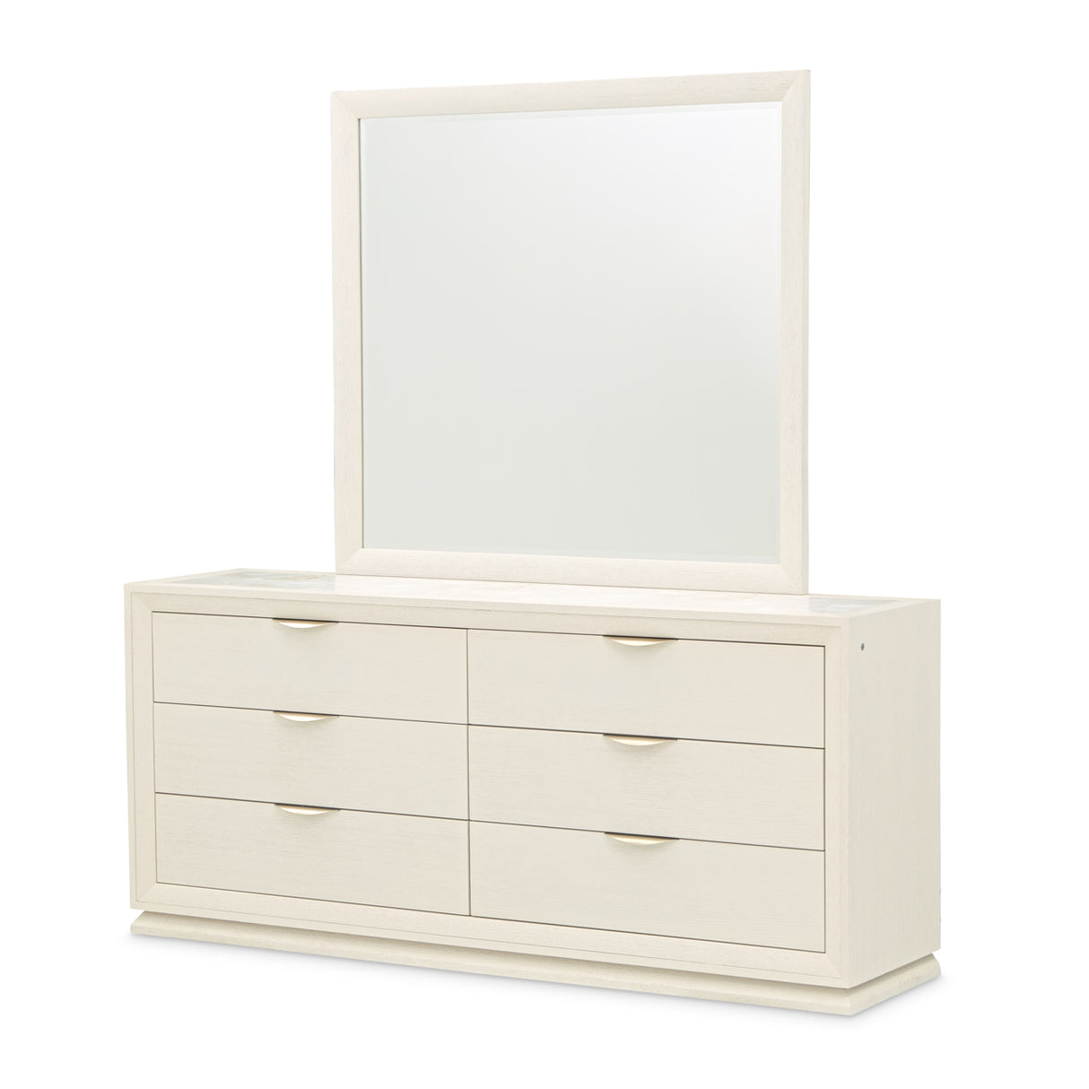 Portrait Alabaster White Dresser with Mirror