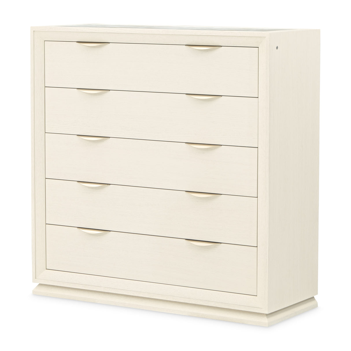 Portrait Alabaster White 5-Drawer Chest with Led Lights