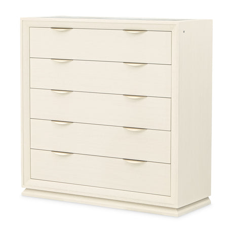 Portrait Alabaster White 5-Drawer Chest with Led Lights from Michael Amini - Luna Furniture