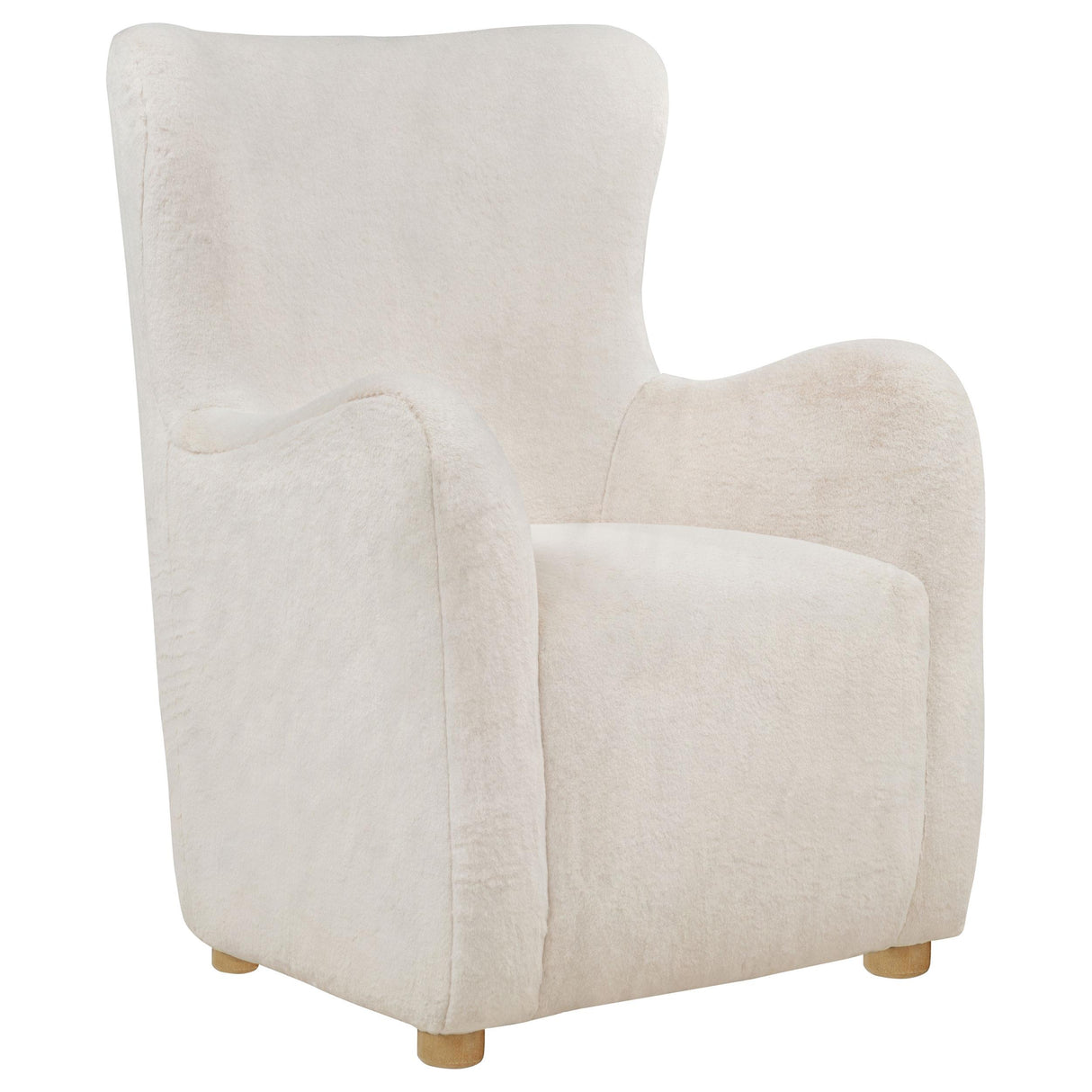 Thornton Cream Faux Fur Wingback Lounge Accent Chair from Coaster - Luna Furniture