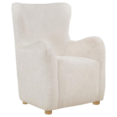 Thornton Cream Faux Fur Wingback Lounge Accent Chair from Coaster - Luna Furniture