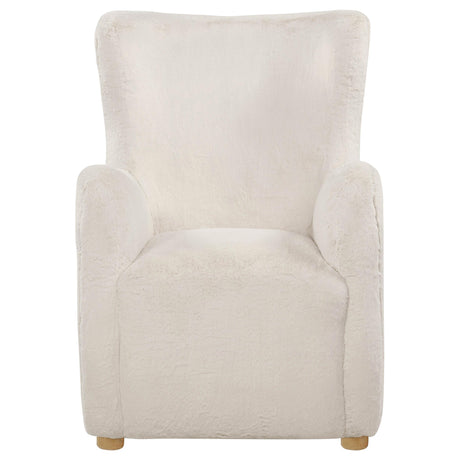 Thornton Cream Faux Fur Wingback Lounge Accent Chair from Coaster - Luna Furniture