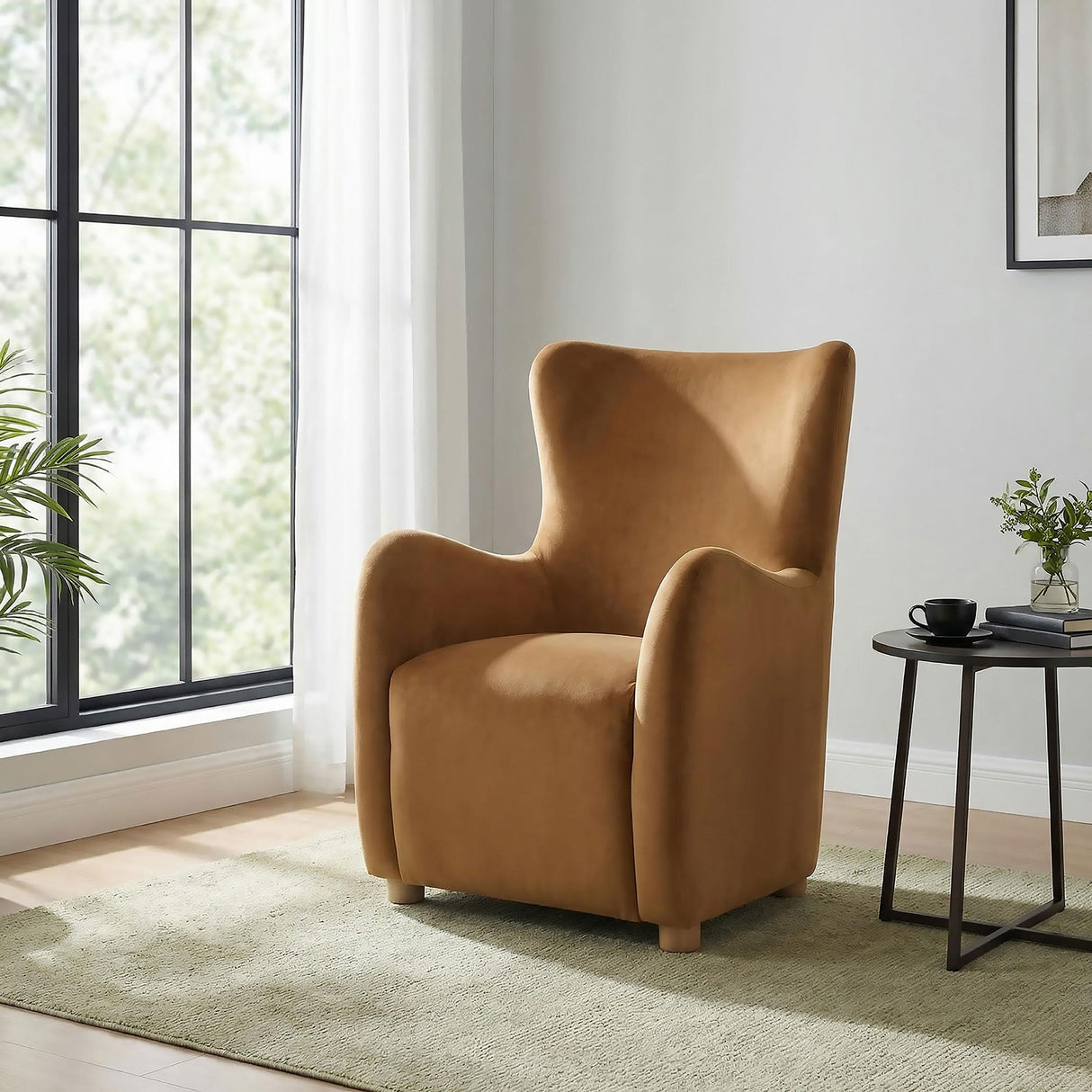 Thornton Velvet Upholstered Wingback Lounge Accent Chair Camel from Coaster - Luna Furniture