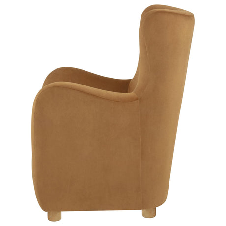 Thornton Velvet Upholstered Wingback Lounge Accent Chair Camel from Coaster - Luna Furniture