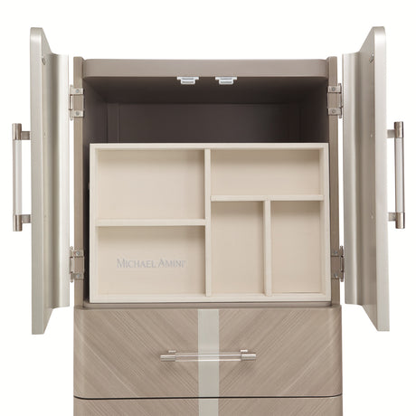 Lanterna Silver Mist Swivel Chiffonier Lingerie Chest- Living Room Storage Cabinet from Michael Amini - Luna Furniture