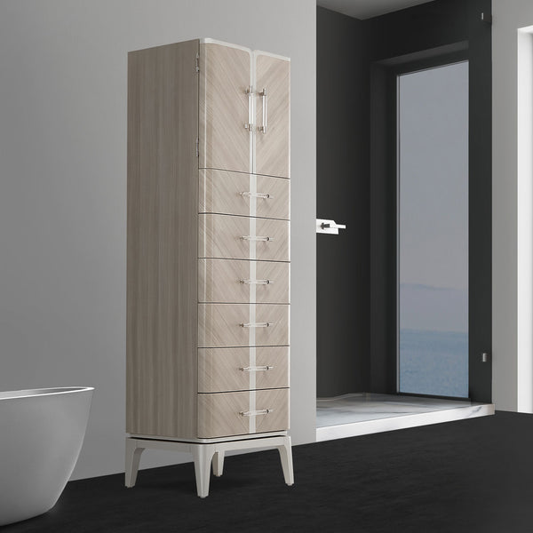 Lanterna Silver Mist Swivel Chiffonier Lingerie Chest- Living Room Storage Cabinet