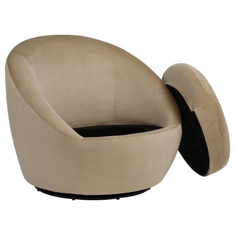 Myernick Camel Velvet Upholstered Swivel Accent Chair from Coaster - Luna Furniture
