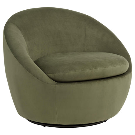 Myernick Olive Velvet Upholstered Swivel Accent Chair from Coaster - Luna Furniture