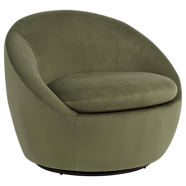 Myernick Olive Velvet Upholstered Swivel Accent Chair